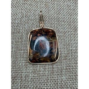 Handmade Wire Wrapped Jasper Pendant – Gold Filled Wire – Large Artisan Gemstone